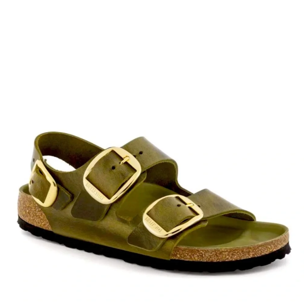 Birkenstock Milano Big Buckle Sandals
In Olive Green - Gold Buckle New w/o box - Picture 1 of 8